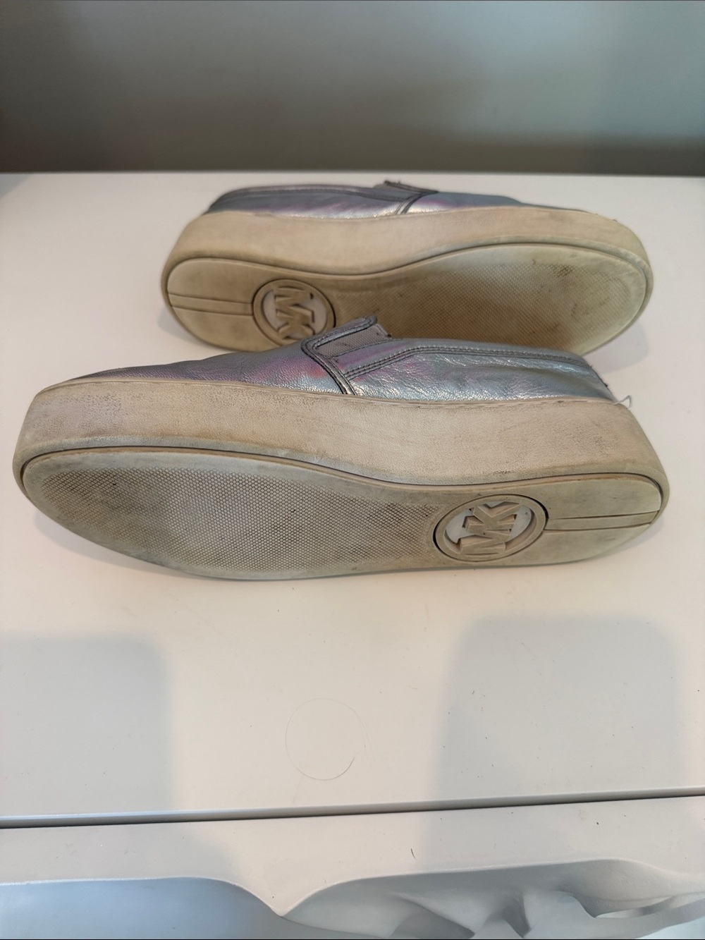 MICHAEL Michael Kors Silver Slip-On Sneakers with Black Star Appliqués - Picture 5 of 8